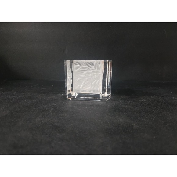 PartyLite Chrysanthemum Votive Holder, Square Glass Candle Holder, Candle Holder - Picture 2 of 9